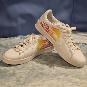 Converse All Star White Flame Leather Sneakers Mens 8 Womens 9.5 Low Top
